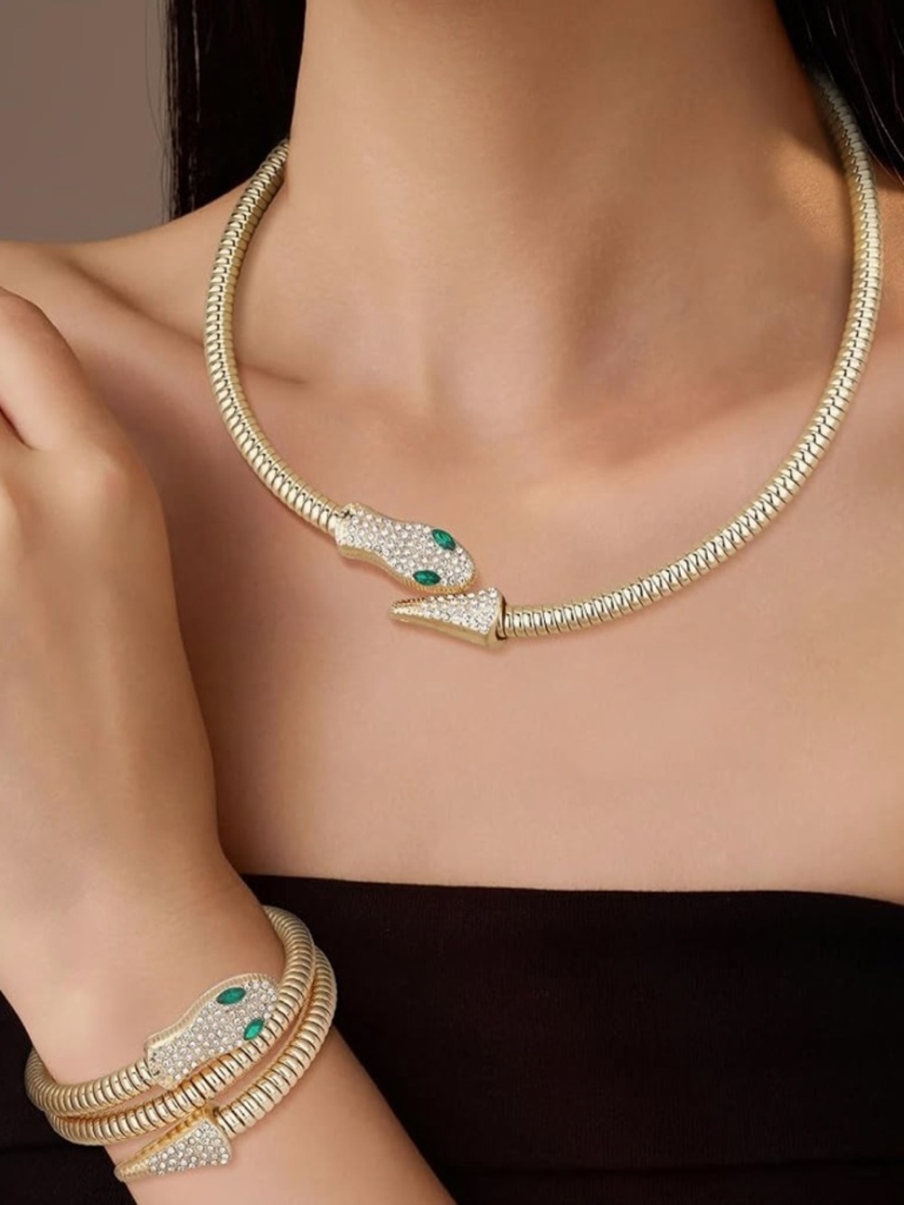 Serpentina Pave Snake Collar & Cuff Set